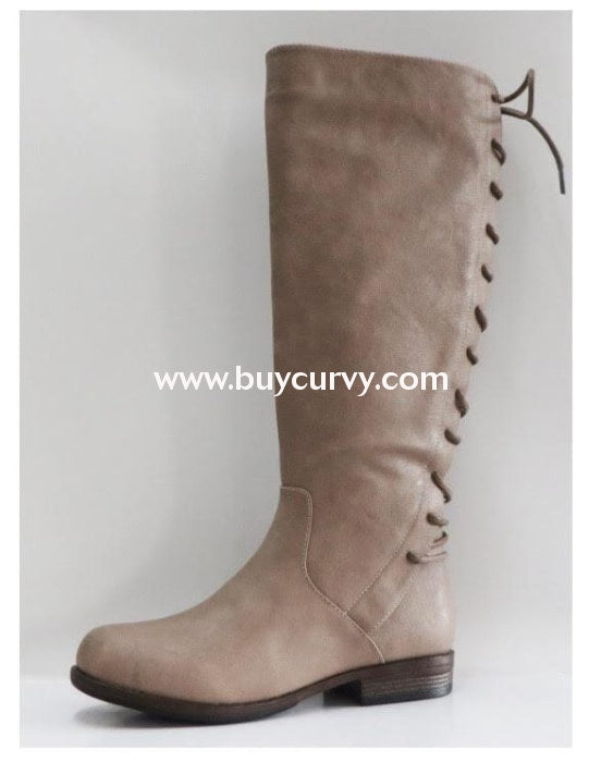 Shoes {Bamboo} Taupe Boots With Back Lace Up Design Shoes