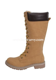 Shoes-Camel Lace-Up Knee Boots With Fleece Lining Shoes