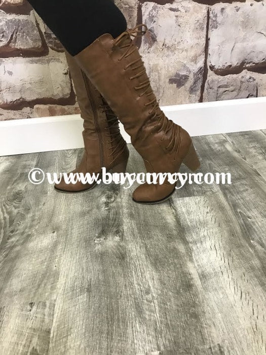 Shoes-Forever Tan Lace Up Boots 3.5 In. Heel Sale! Shoes