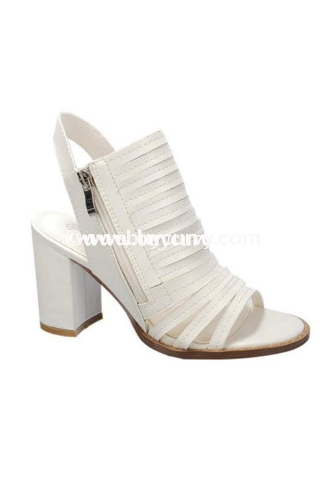 Shoes-Nature Breeze White Open Toe With Zipper Sale! Shoes