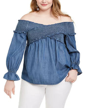 OS-A  M-109  {INC} Blue Off Shoulder Top *SALE* Retail $89.50 PLUS SIZE 2X