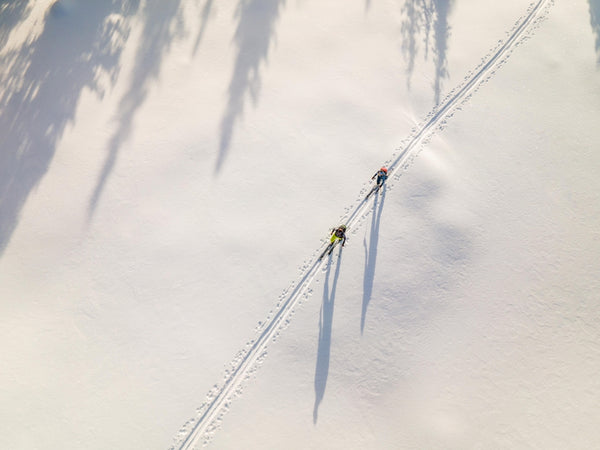 People backcountry skiing on Hagan alpine ski touring skis.