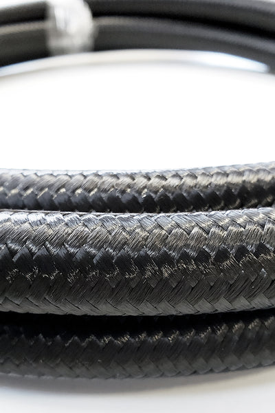 Black Nylon Braided Flex Hose with Stainless Reinforced Inner Liner | Ace Race Parts