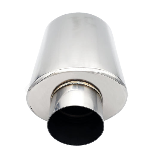 Borla 3in Single Notched Inlet and Outlet, 5in Round X 10in Length, 15in  Overall Length Resonator