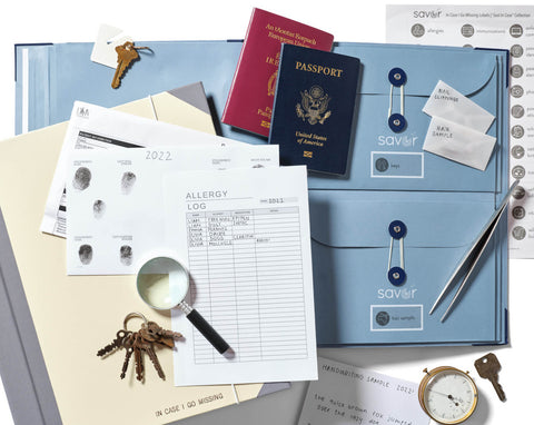 in case i go missing folders open with keys magnifying glass and passports