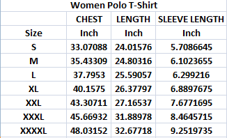 Women S Polo Shirt Size Chart
