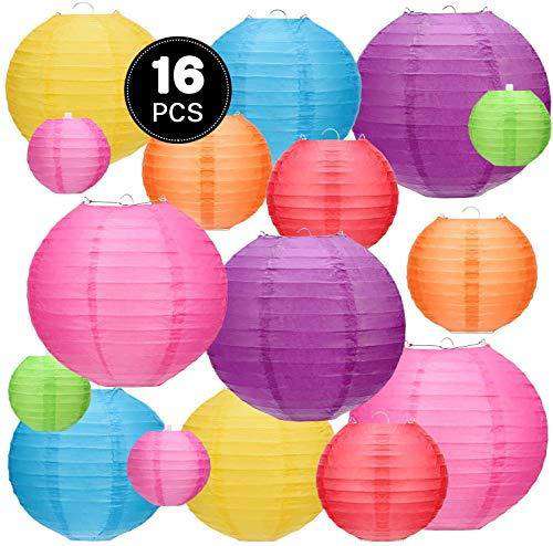 16 Pcs Paper Lantern Colorful Hanging Decorative 0