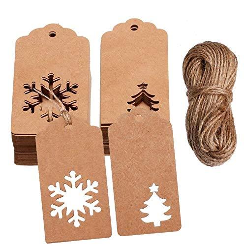 100 Pieces Paper Gift Tags Kraft Hang Labels Christmas Tree 0