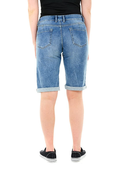 M17 Womens Ladies Knee Length Denim Stretchy Bermuda Shorts 2