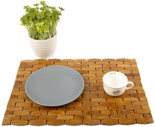 Bamboo Place Mats Dining Mat Decoration for Table Natural Color Set of 4 Eco-Friendly 1