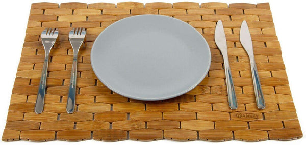 Bamboo Place Mats Dining Mat Decoration for Table Natural Color Set of 4 Eco-Friendly 0