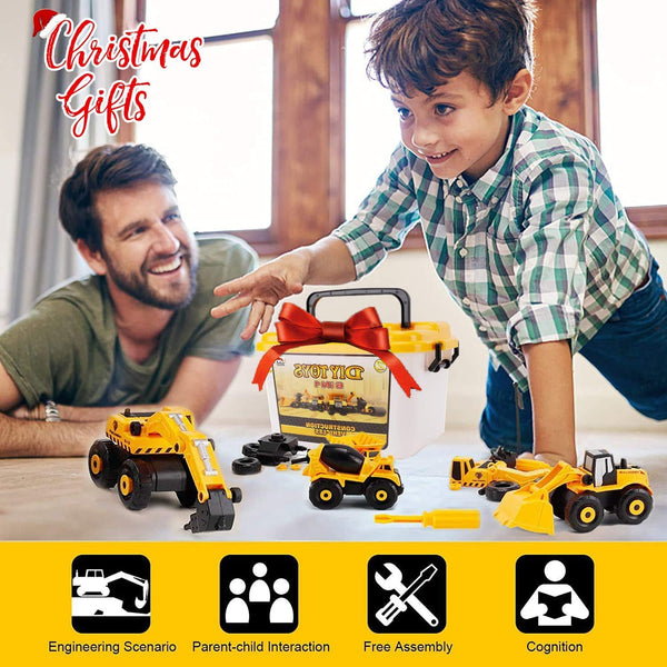 Apart Construction Vehicles Toys with Electric Drill Building Excavator Toy 3