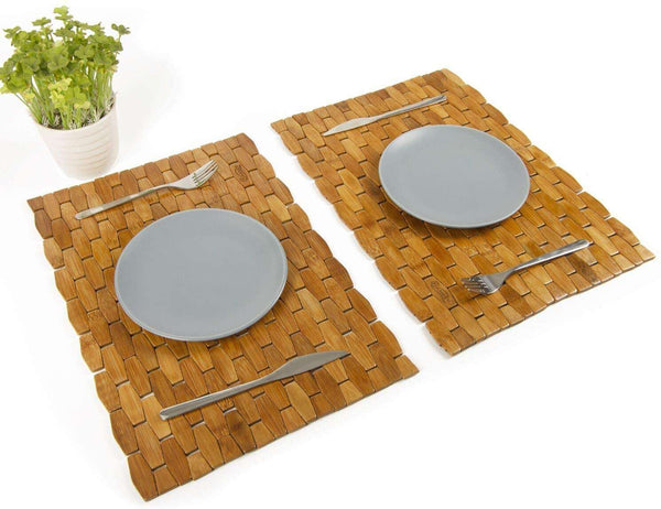 Bamboo Place Mats Dining Mat Decoration for Table Natural Color Set of 4 Eco-Friendly 2