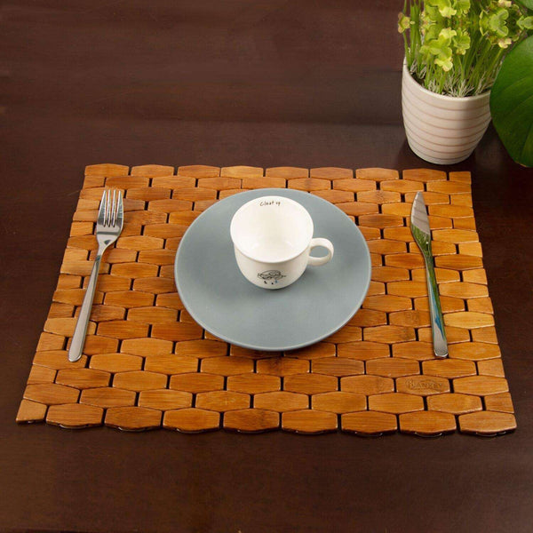 Bamboo Place Mats Dining Mat Decoration for Table Natural Color Set of 4 Eco-Friendly 4