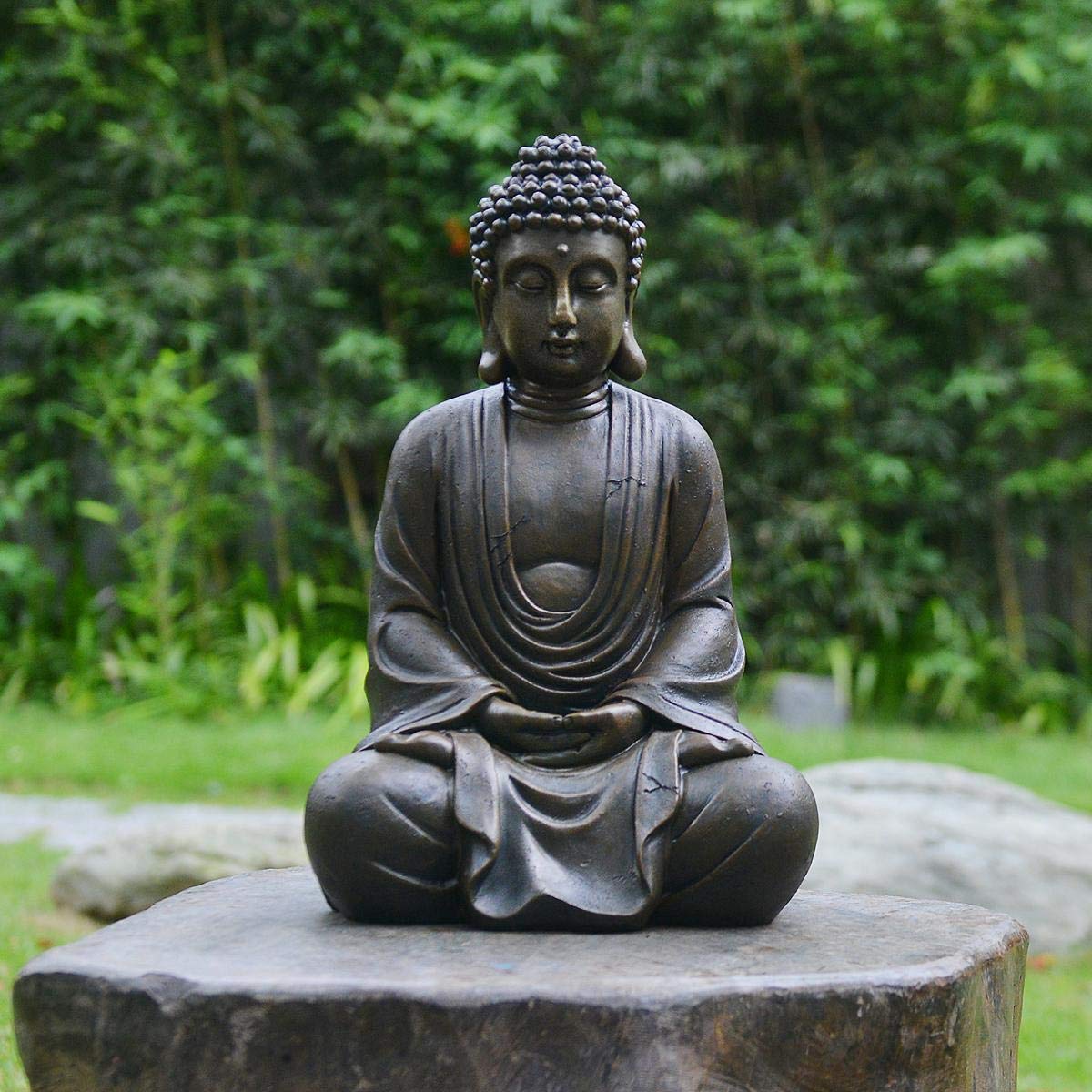 Large Meditating Zen Buddha Statue Indoor Outdoor with Natural Wood be ...