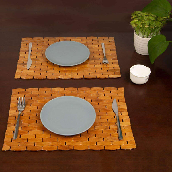 Bamboo Place Mats Dining Mat Decoration for Table Natural Color Set of 4 Eco-Friendly 5