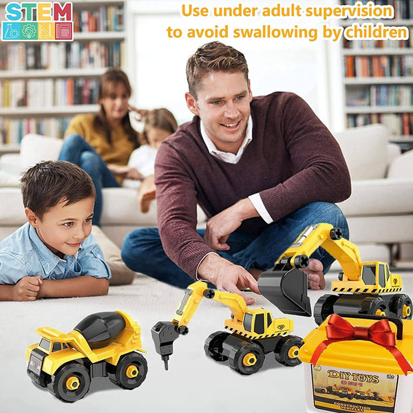 Apart Construction Vehicles Toys with Electric Drill Building Excavator Toy 4