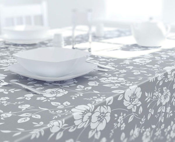 GREY Stylish Wipe Clean PVC TABLECLOTH 0