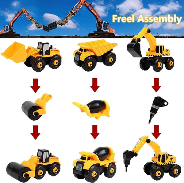 Apart Construction Vehicles Toys with Electric Drill Building Excavator Toy 6
