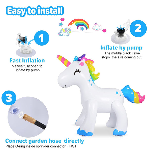 Unicorn Sprinkler Water Toys Inflatable Unicorn Outdoor 3