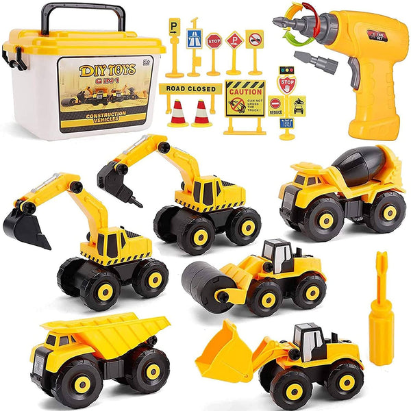 Apart Construction Vehicles Toys with Electric Drill Building Excavator Toy 0