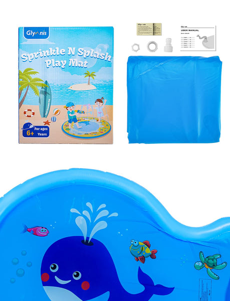 Splash Pad Whale Sprinkler and Splash Play Mat 7