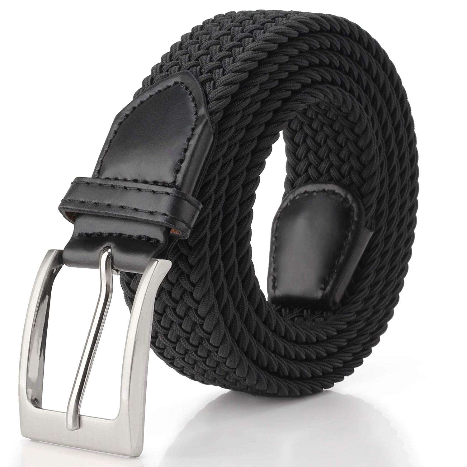 Elastic Braided Belt for Jeans Trouser Buckle Fastening for Men Black ...