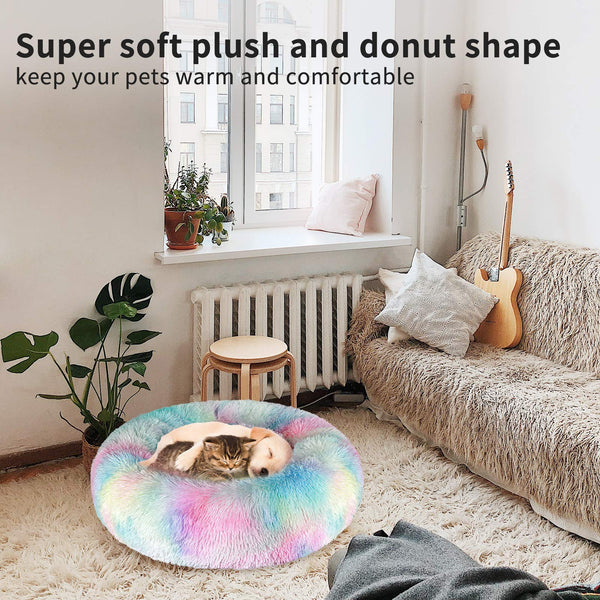 Donut Dog Cat Bed 60cm Self Warming & Washable Puppy Bed 5