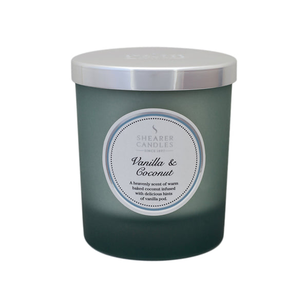 Candles Vanilla and Coconut Scented Jar Candle with Silver Lid - Grey 0