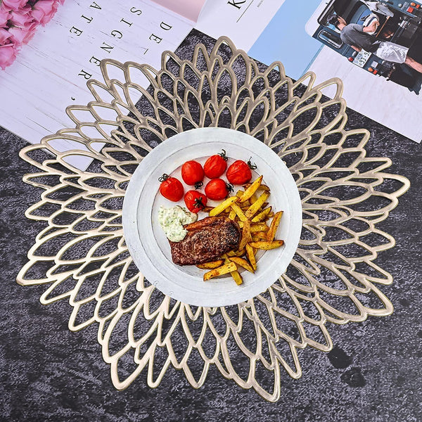 12 Pcs Round Leaf Placemats and Coaster Sets 8