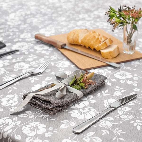 GREY Stylish Wipe Clean PVC TABLECLOTH 2