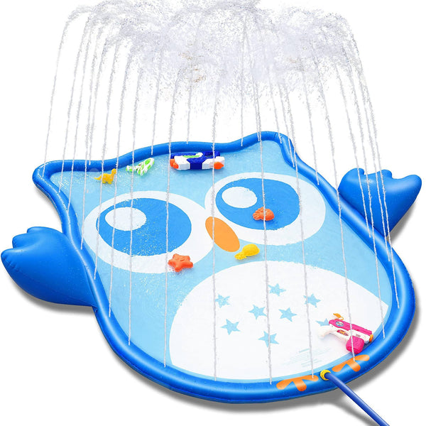 Splash Pad 70 Inches Owl Shape Splash Pad Sprinkler Play Mat 0