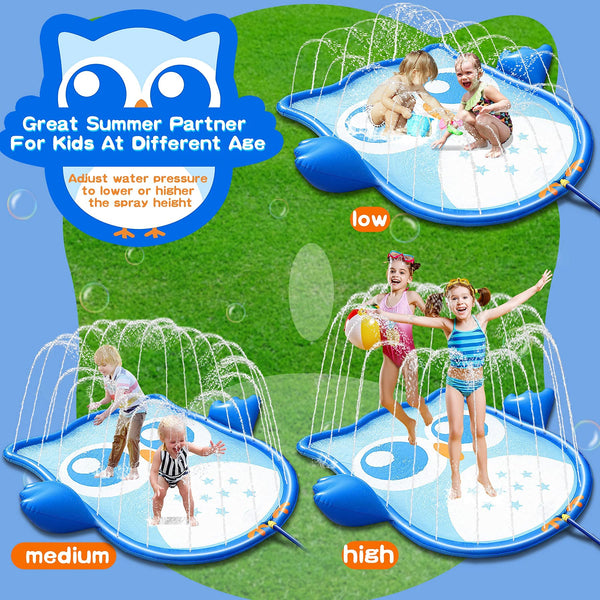 Splash Pad 70 Inches Owl Shape Splash Pad Sprinkler Play Mat 3