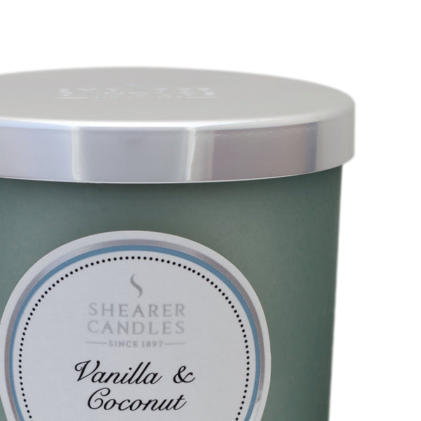 Candles Vanilla and Coconut Scented Jar Candle with Silver Lid - Grey 1
