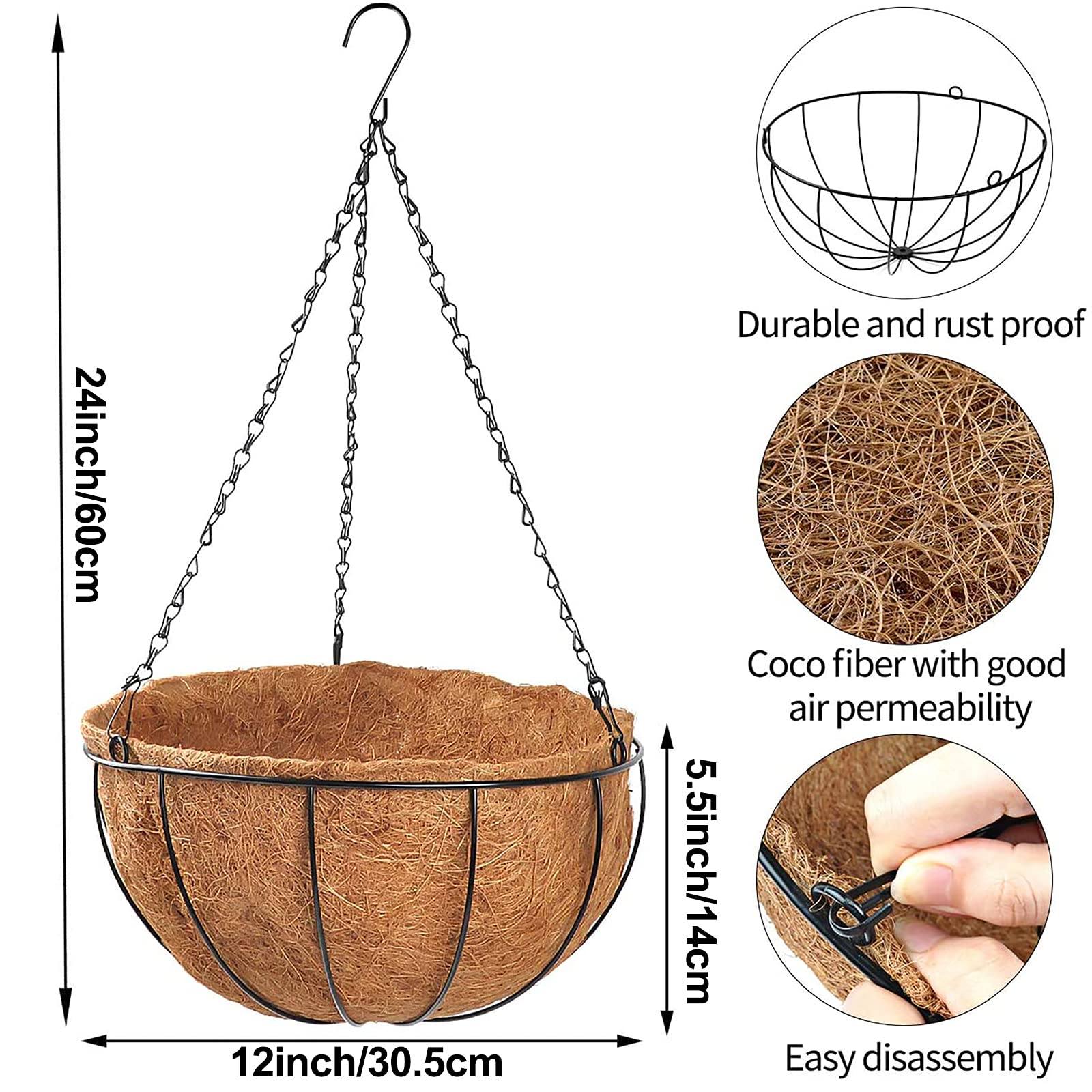 4PCS Metal Hanging Planter Basket with Coco Coir Liner – Pasal