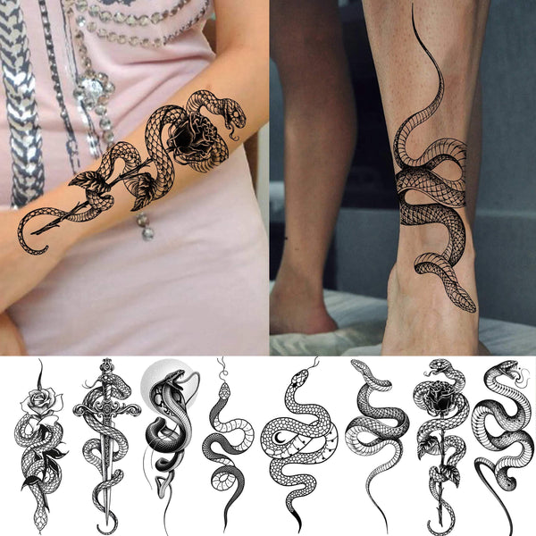 Temporary Tattoos 1 Sheet Snake Lotus Butterfly Tattoos - Etsy Australia