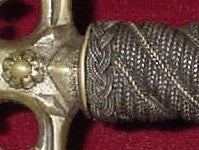 Close up of turks head on a sword