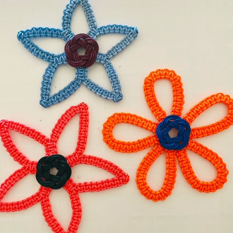 colorful macrame flowers