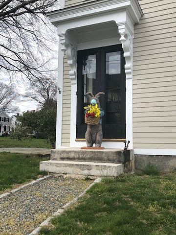 the easter bunny staying safe with a mask