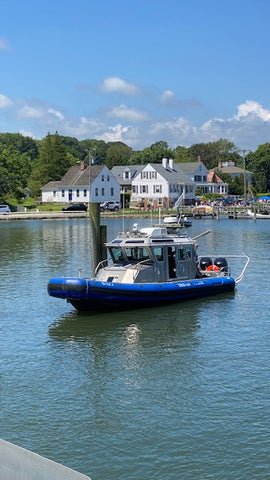 police boat on the Mystic River