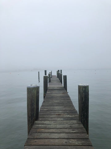 a foggy morning dock