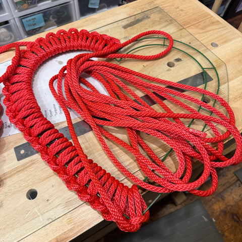 making a heart shaped rope wreath