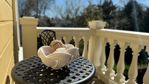 A rope bowl on the balcony
