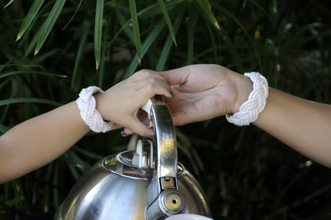 white nautical sailor knot bracelets at a tea party