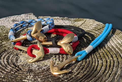 Mystic Knotwork Brass Anchor and Whale Bracelets