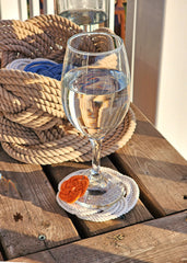 wine glass with orange rope wine cahrm