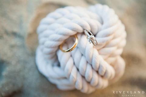 wedding rings on a monkey fist knot ring bearers pillow