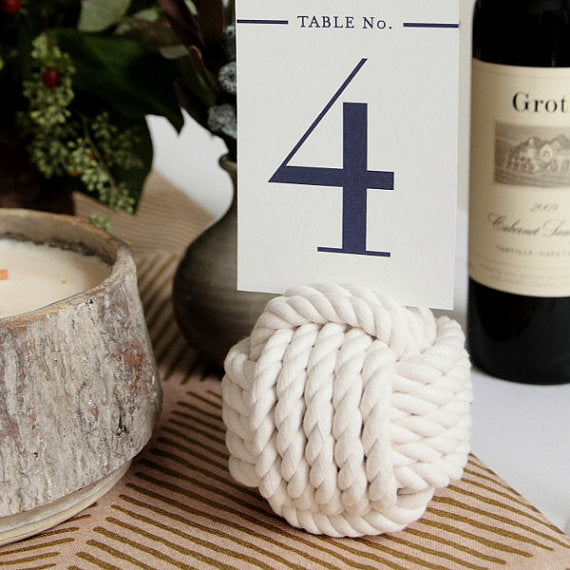 Nautical Wedding - Monkey Fist Knot Table Number