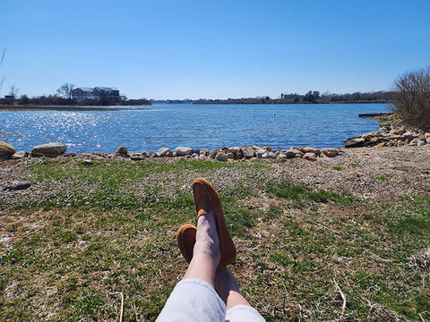 relaxing by the coast