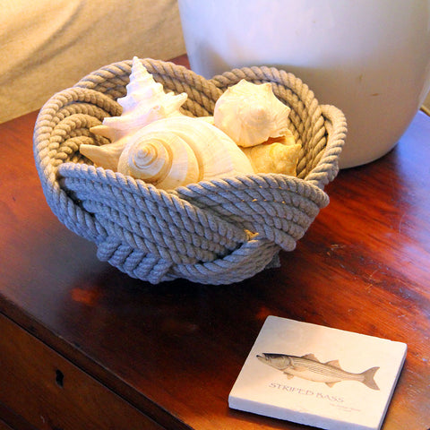 Mystic Knotwork tan bowl with shells